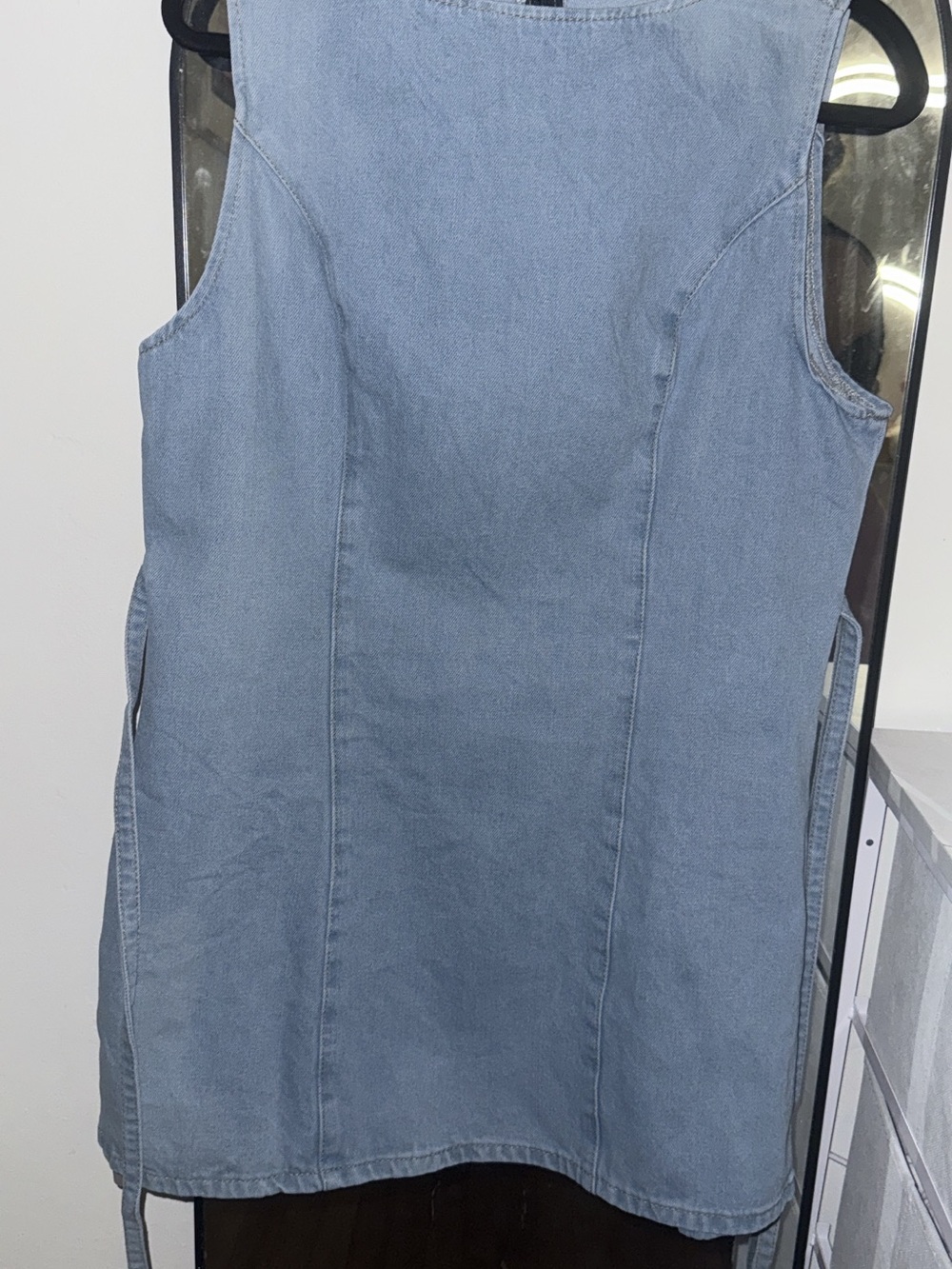 Missguided Light Blue Denim Sleeveless Shift Dress